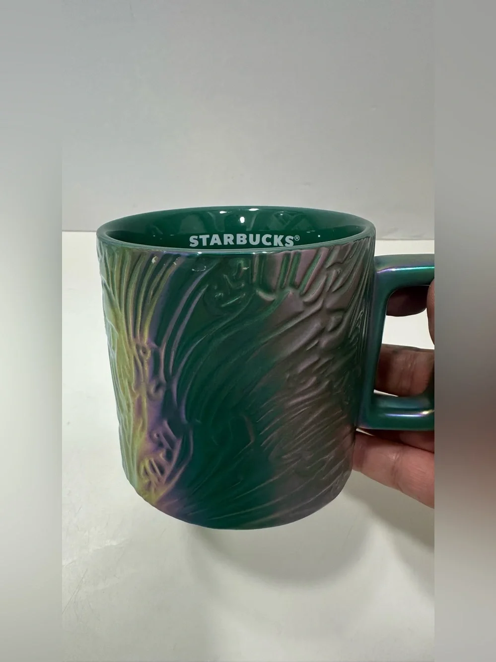 Starbucks Spring Green Siren Mermaid Tail Iridescent  Coffee Mug 14oz 3D cup